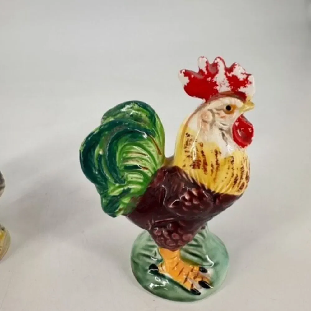 Vintage Rooster &‎ Hen Salt & Pepper Shakers plus bonus Made in Japan
